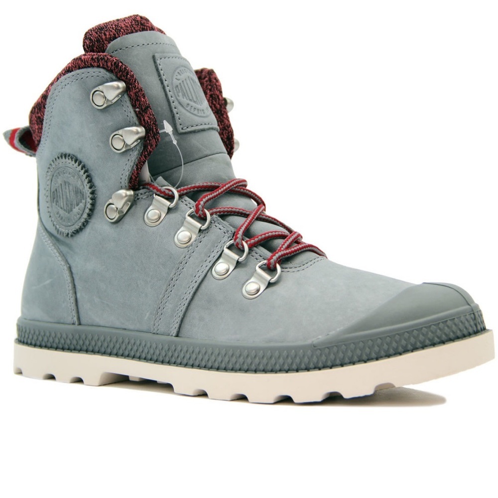 Palladium Gray and Red Outdoor hiking Boots old school y2k Pallabrouse LP retro